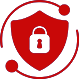 A red shield with an open lock on it.